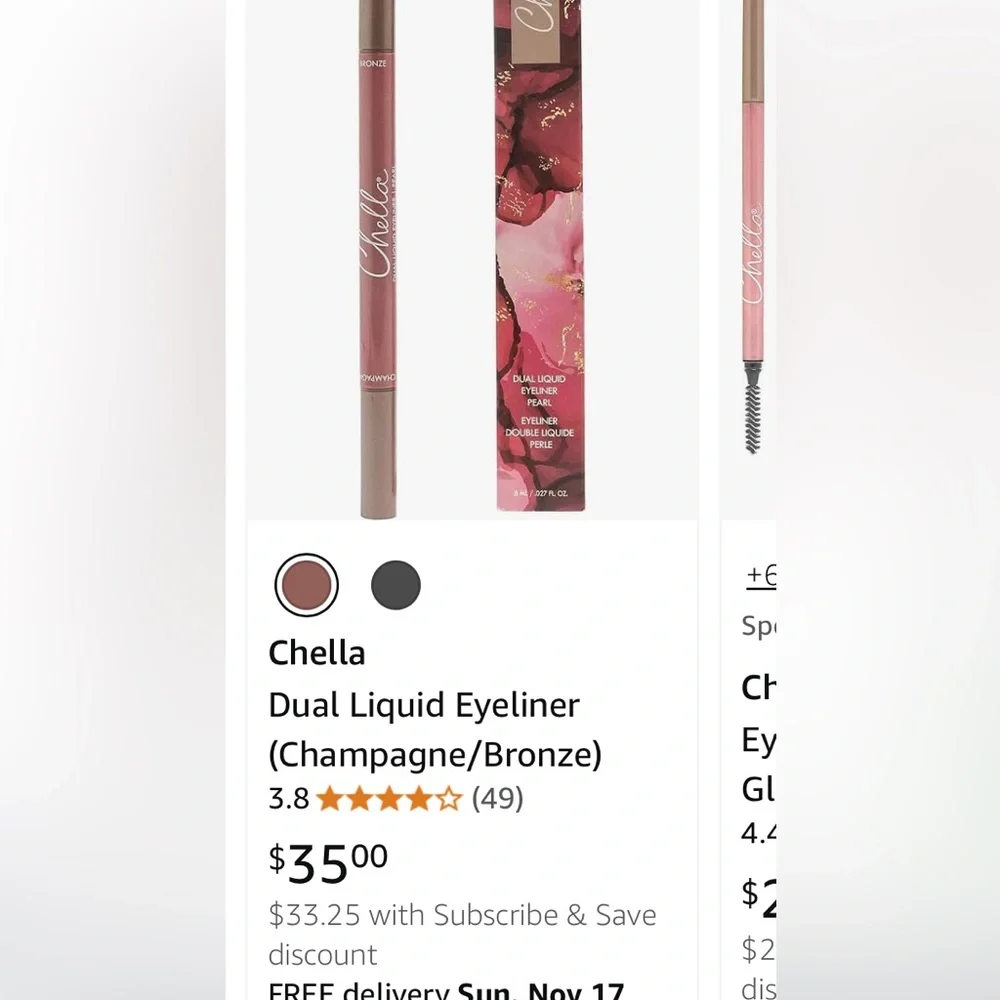 New Chella Dual Ended Liquid Eyeliner Shade Bronze and Champagne